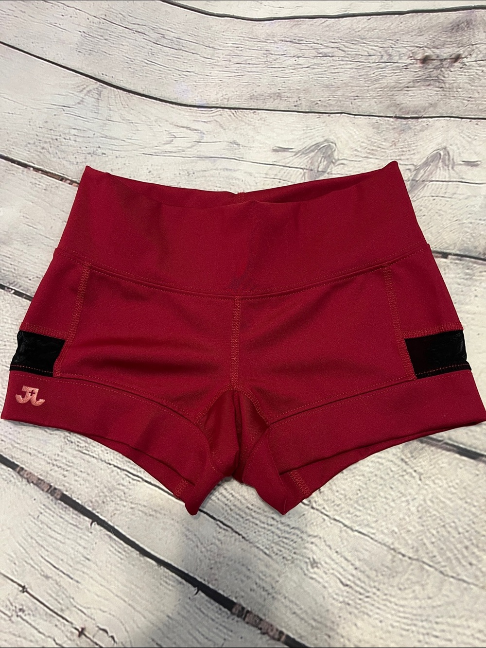 Jo & Jax bandit shorts XXSA Wine Red High-Rise Bike Shorts with Black Mesh